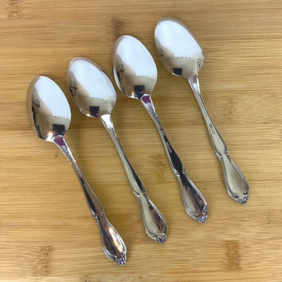Oneida Strathmore Teaspoons Set Of 4 Deluxe Stainless Steel Vintage 1990s - Picture 2 of 6
